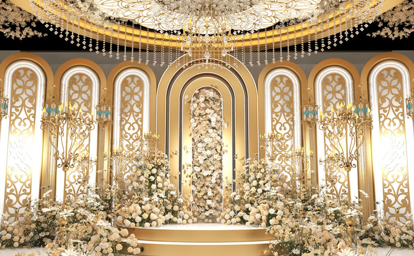 洋县香槟色调婚礼堂效果展示
